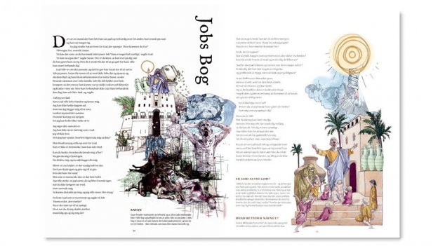 
            "Bibelen for nysgerrige" har tekst af Sara Nørholm og illustrationer af Lars Vegas.
    